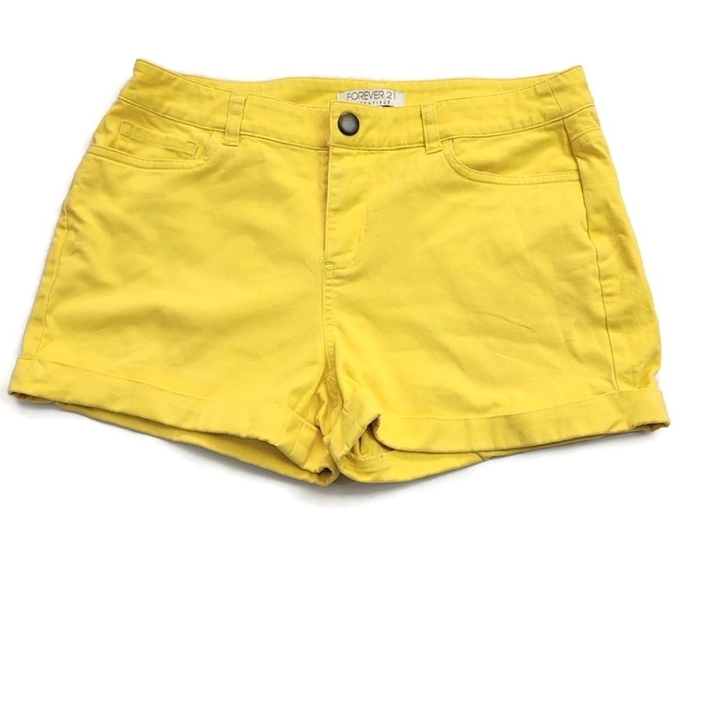 Forever 21 Essentials Yellow Denim Shorts Small